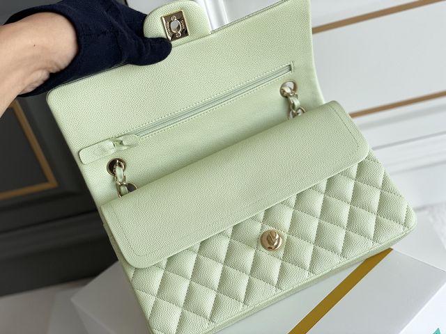 CC original grained calfskin medium flap bag A01112 light green