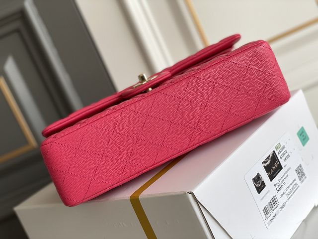 CC original grained calfskin medium flap bag A01112 rose red