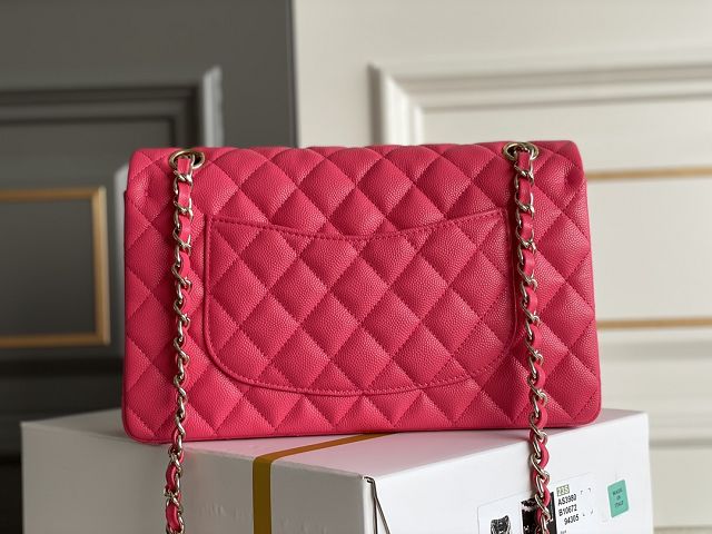 CC original grained calfskin medium flap bag A01112 rose red