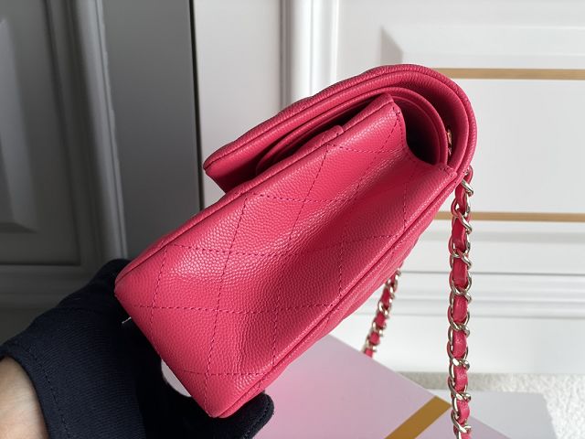 CC original grained calfskin medium flap bag A01112 rose red