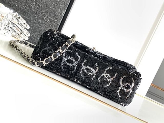 CC original sequins small flap bag AS4297 black