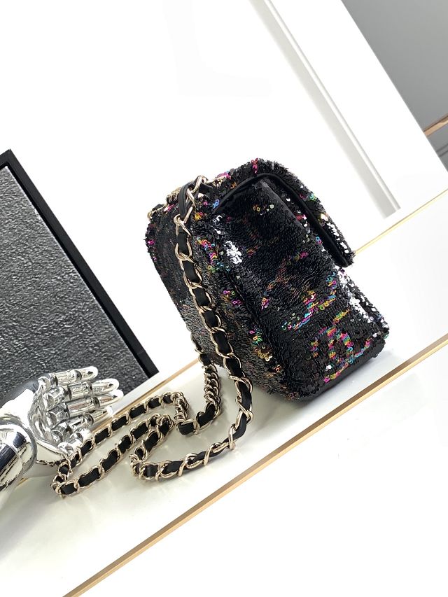 CC original sequins small flap bag AS4297 black