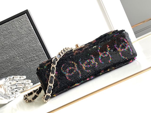 CC original sequins small flap bag AS4297 black