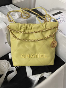 2024 CC original grained calfskin 22 mini handbag AS3980 yellow