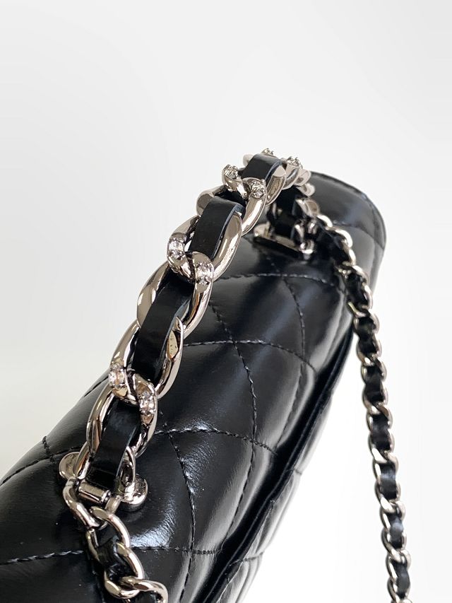 CC original crumpled calfskin wallet on chain AP3645 black