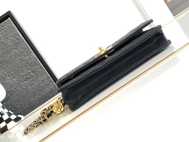 CC original grained calfskin wallet on chain AP3580 black