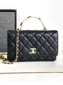 CC original lambskin wallet on chain AP3645 black