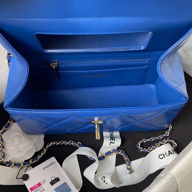 2024 CC original calfskin box bag AS4471 royal blue