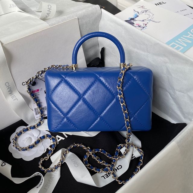 2024 CC original calfskin mini box bag AS4469 royal blue