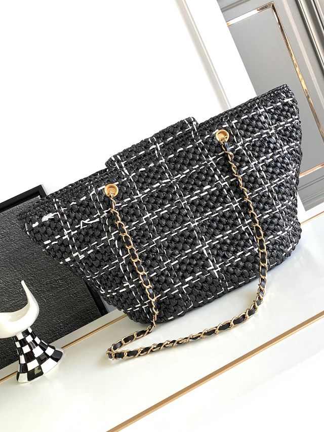 2024 CC original raffia shopping bag AS3786 black