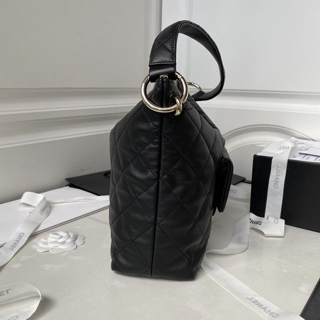 2024 CC original calfskin medium hobo bag AS4347 black