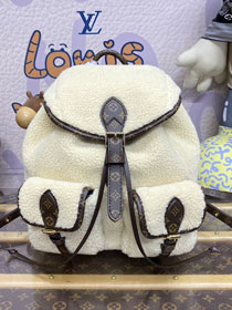 2024 Louis vuitton original shearling backpack M23384 white