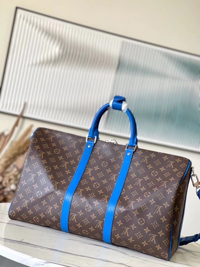 Louis vuitton original monogram canvas keepall 50 M46772 blue