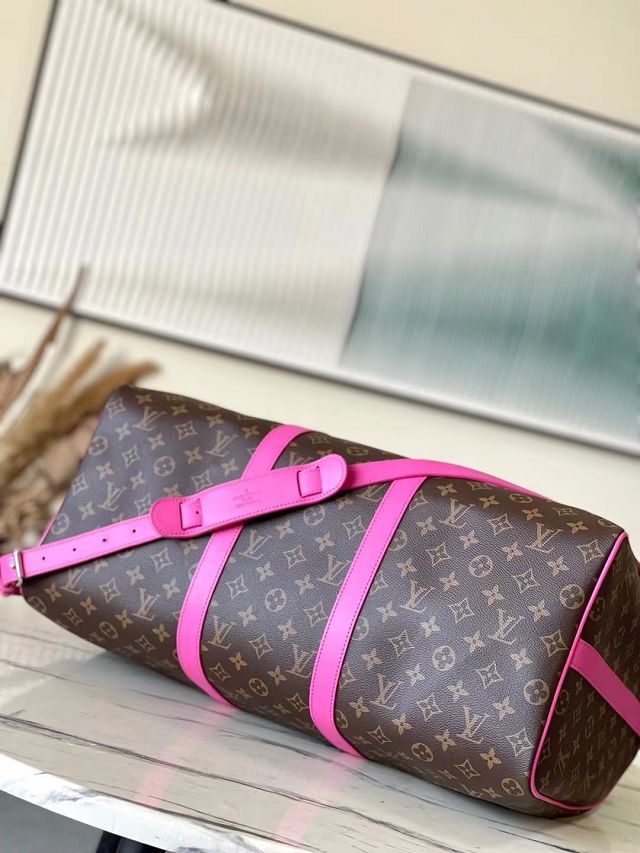 Louis vuitton original monogram canvas keepall 50 M46773 rose red