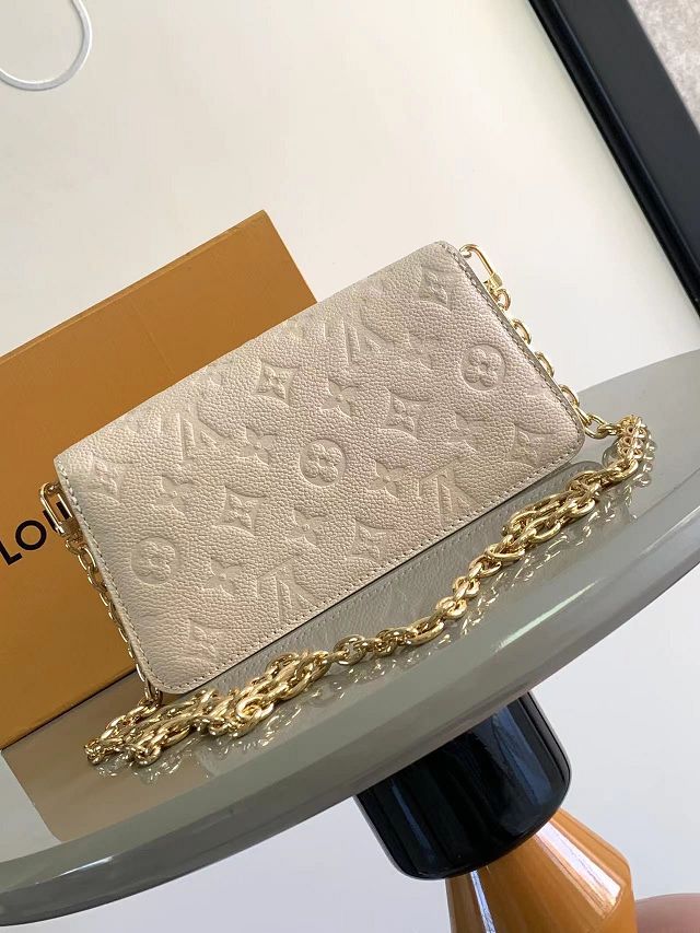 2024 Louis vuitton original calfskin wallet on chain metis M82836 white