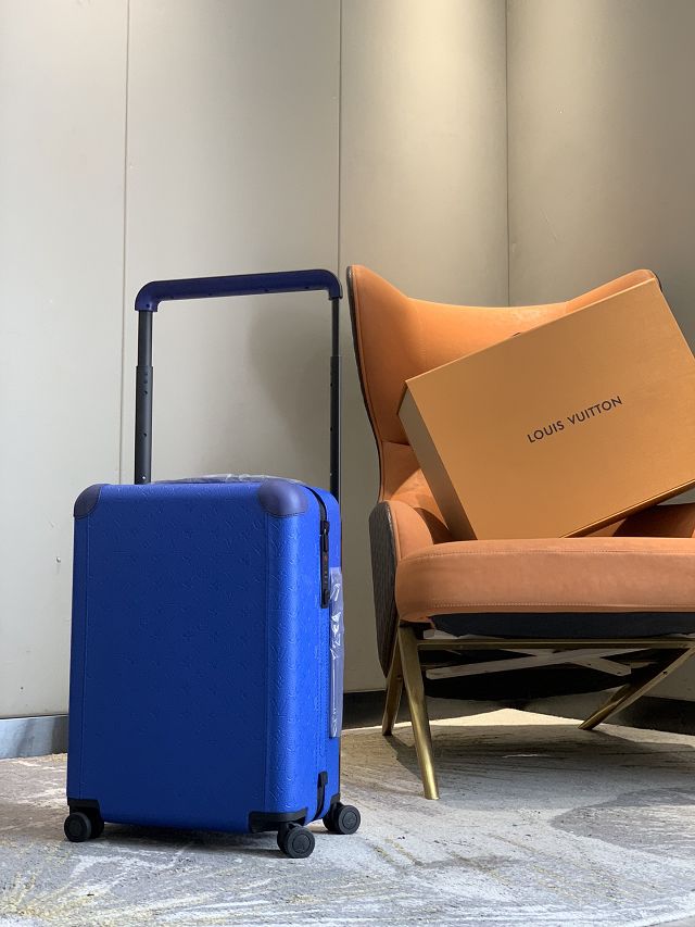 Louis vuitton original calfskin horizon 55 rolling luggage M46115 blue