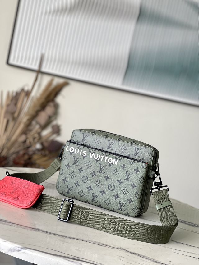 Louis vuitton original monogram canvas trio messenger bag M23783 green