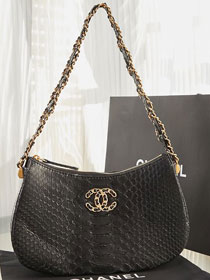 CC original python leather shoulder bag AS4422 black