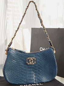 CC original python leather shoulder bag AS4422 blue