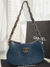 CC original python leather small shoulder bag AS4188 blue