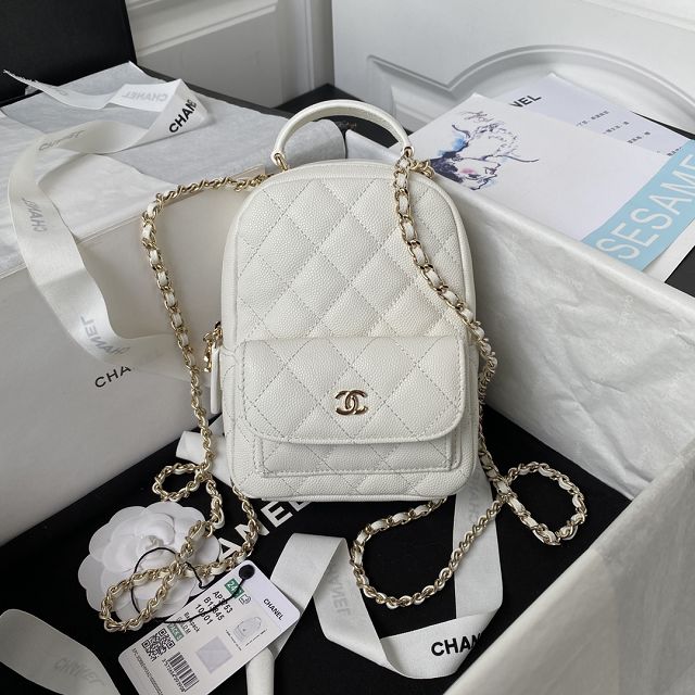 CC original grained calfskin mini backpack AS3573 white