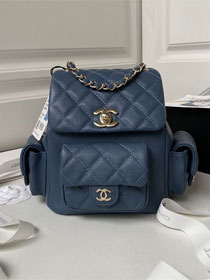 CC original grained calfskin small backpack AS4399 dark blue