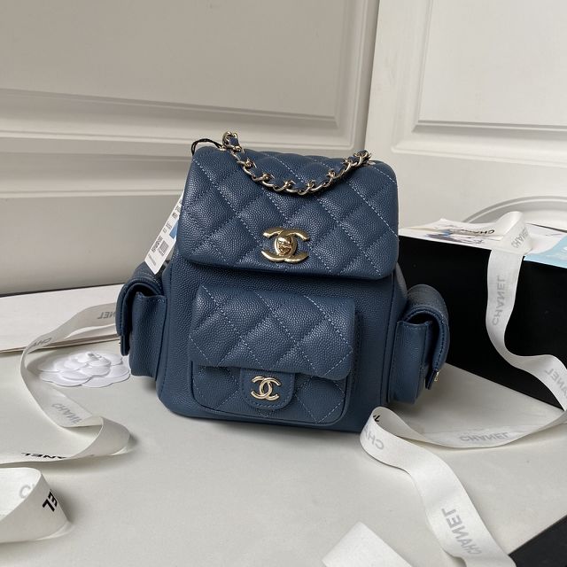 CC original grained calfskin small backpack AS4399 dark blue