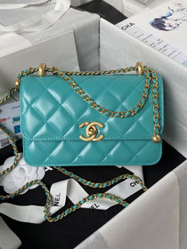 2024 CC original calfskin mini flap bag AS2615 green