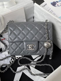 2024 CC original lambskin small flap bag AS1786 grey