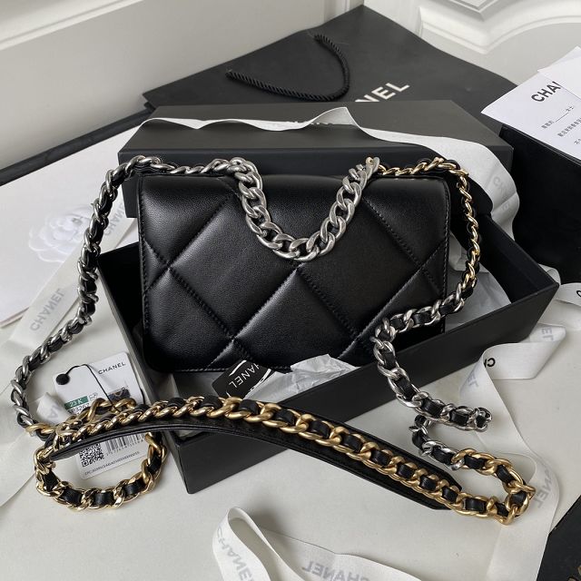 CC original lambskin 19 wallet on chain AP3267 black