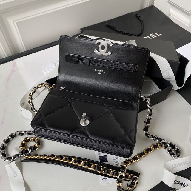 CC original lambskin 19 wallet on chain AP3267 black