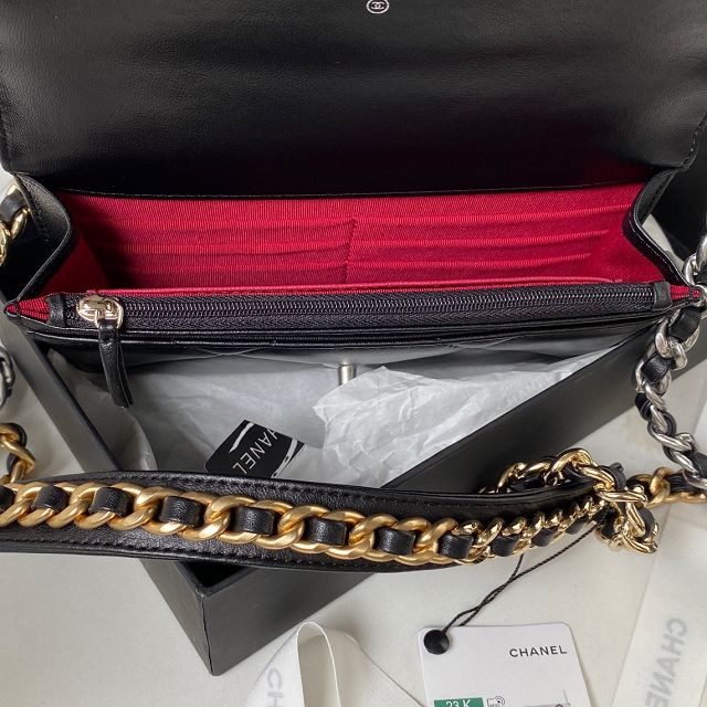 CC original lambskin 19 wallet on chain AP3267 black