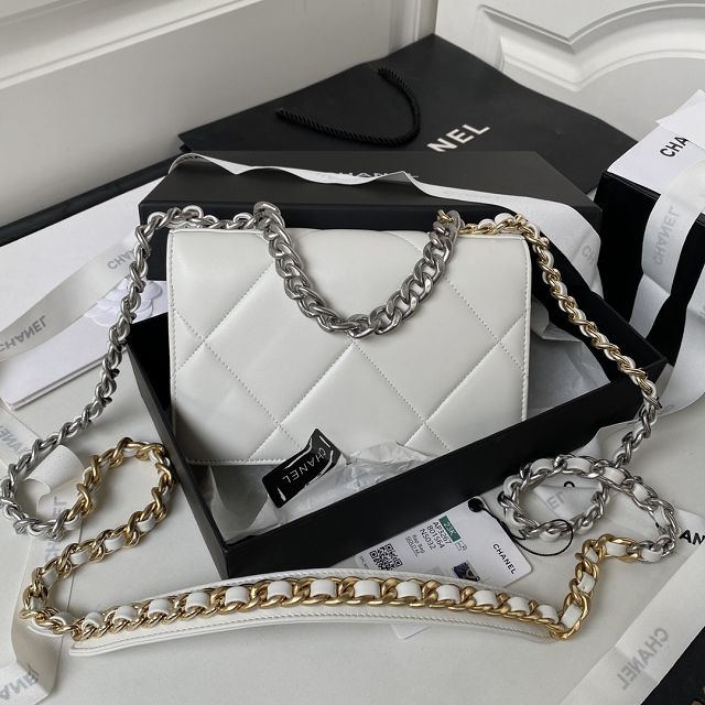CC original lambskin 19 wallet on chain AP3267 white