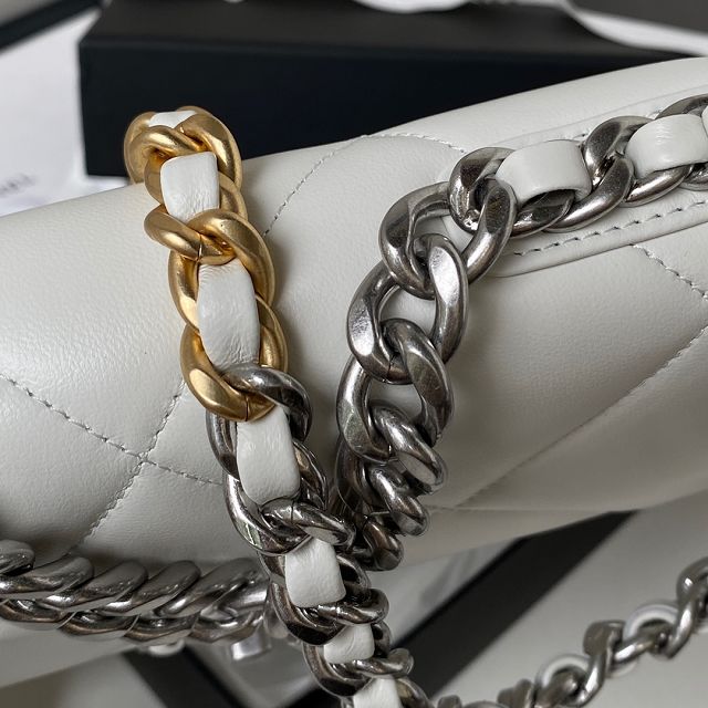 CC original lambskin 19 wallet on chain AP3267 white