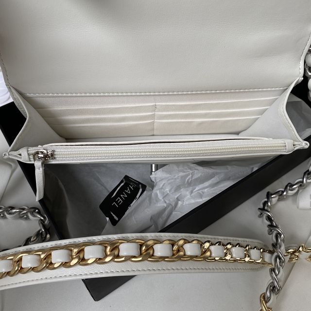 CC original lambskin 19 wallet on chain AP3267 white