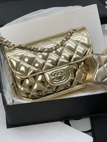 2024 CC original mirror calfskin mini flap bag AS4646 gold