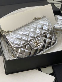 2024 CC original mirror calfskin mini flap bag AS4646 silver