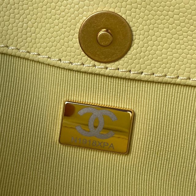 2024 CC original grained calfskin small flap bag AS4597 yellow