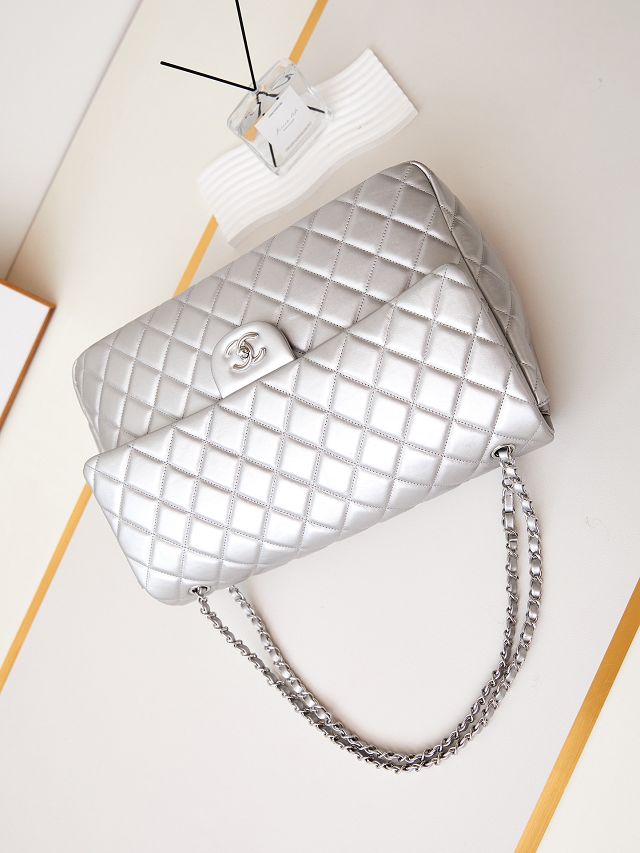 2024 CC original lambskin maxi flap bag AS4661 silver