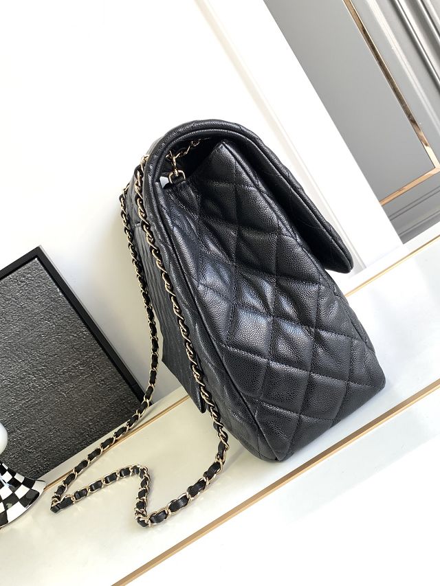 2024 CC original grained calfskin maxi flap bag AS4661 black