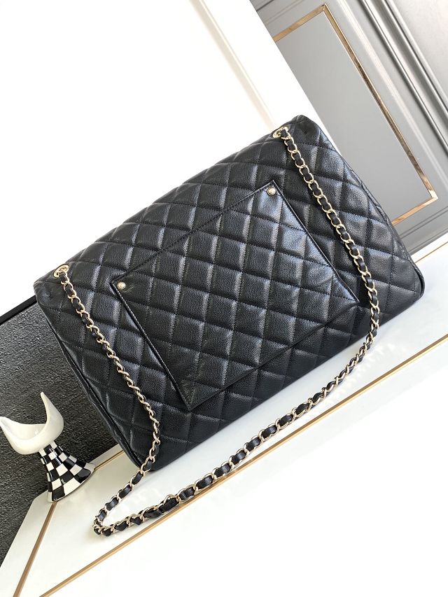 2024 CC original grained calfskin maxi flap bag AS4661 black