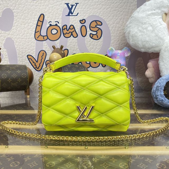 2024 Louis vuitton original lambskin GO-14 medium handbag M22891 lemon