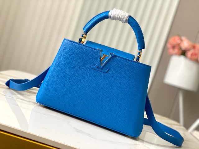 Louis vuitton original calfskin capucines BB handbag M21103 blue