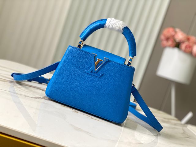 Louis vuitton original calfskin capucines mini handbag M22606 blue