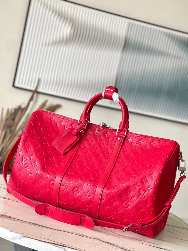 Louis vuitton original calfskin keepall 50 M23750 red