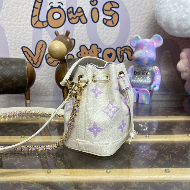 Louis vuitton original calfskin nano noe handbag M82933 white&purple