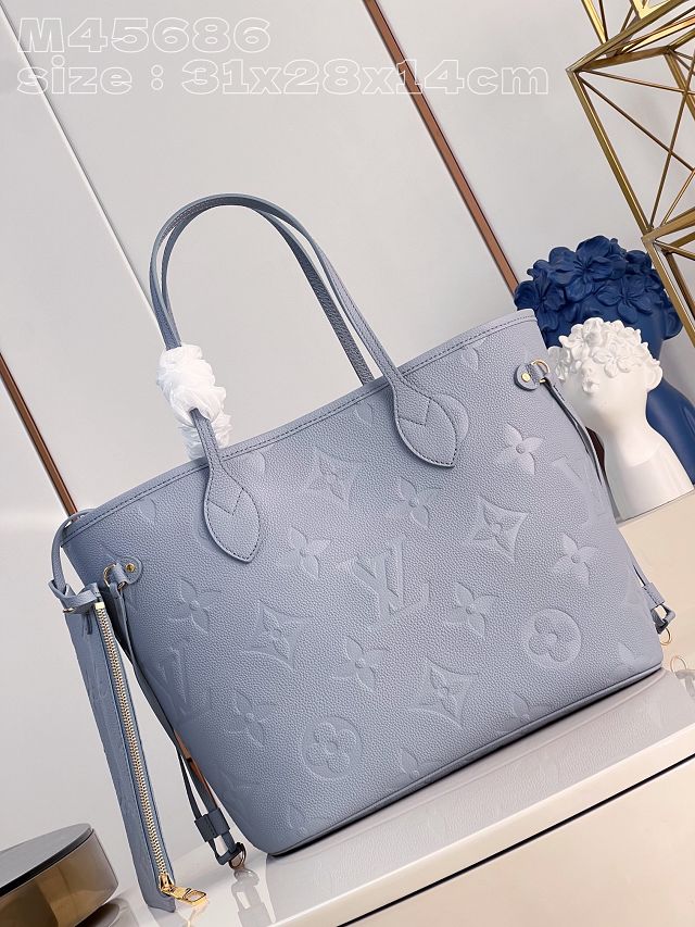 Louis vuitton original calfskin neverfull mm M45686 light blue