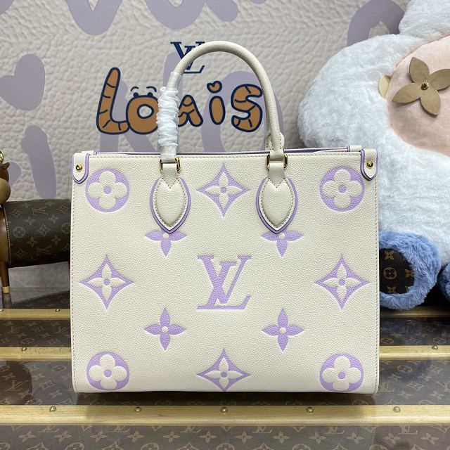 Louis vuitton original calfskin onthego mm M45595 white&purple