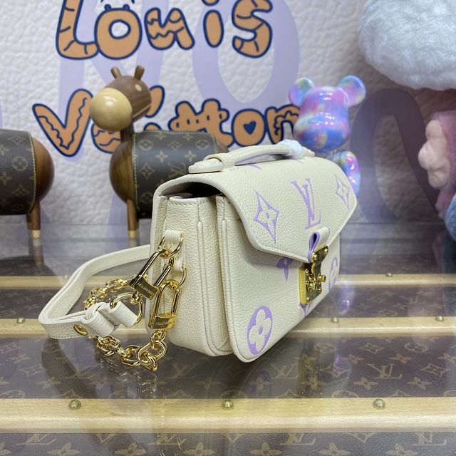 Louis vuitton original calfskin pochette metis east west handbag M23940 white&purple
