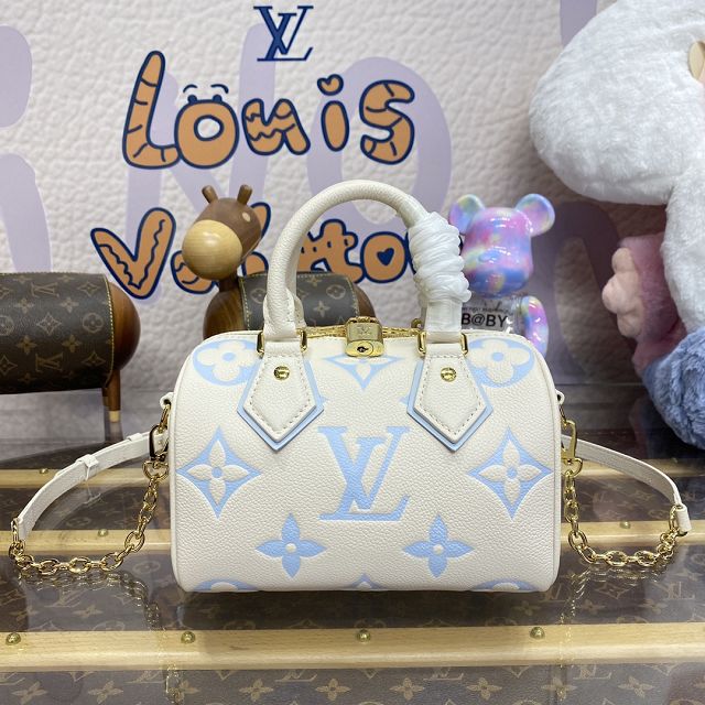 Louis vuitton original calfskin speedy 20 M46886 white&blue